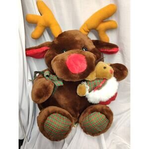Rudolph Red Nose Reindeer With Baby Bear Christmas 18” Holiday Plush Sunsational